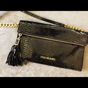 Michael Kors Black Snakeskin Clutch